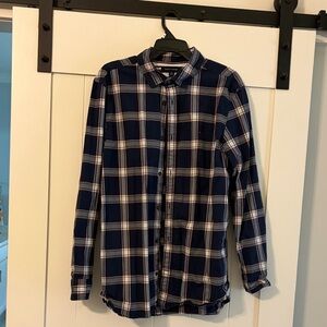 Tommy Hilfiger Navy and White Plaid Men's Shirt